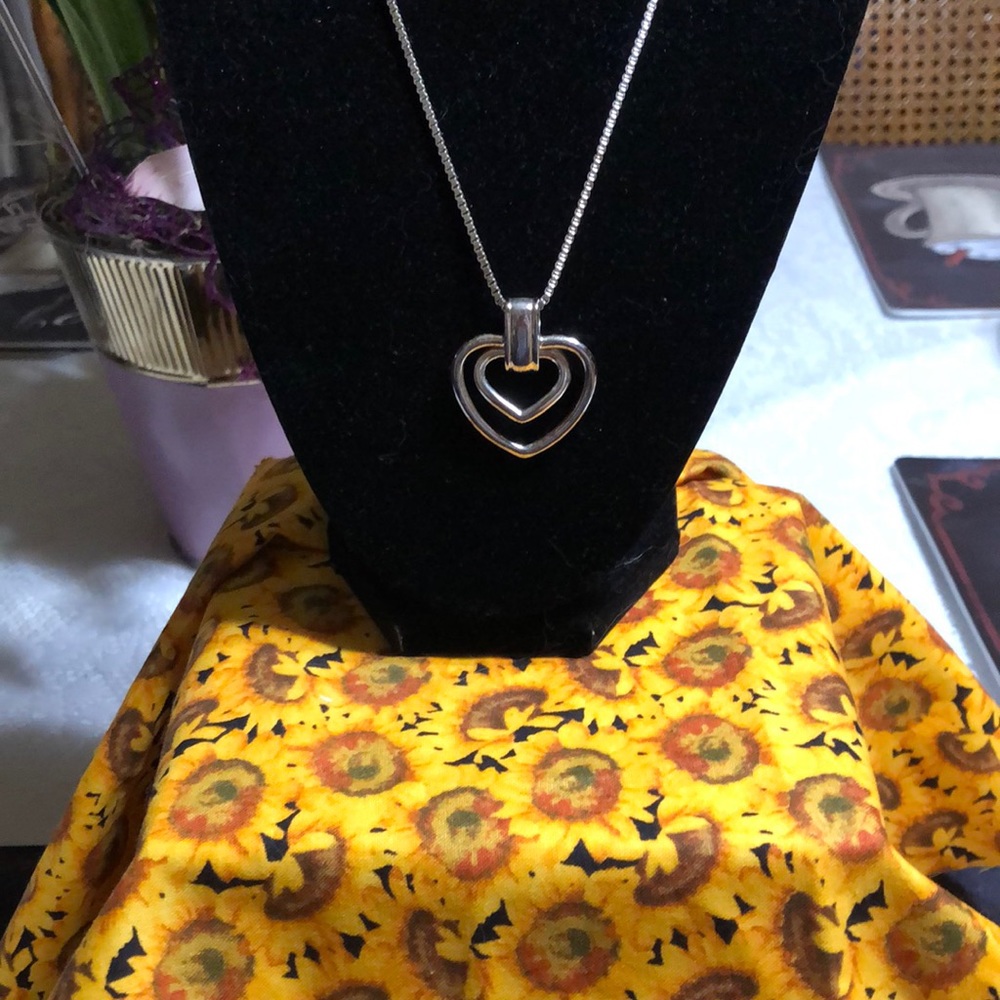 CMC Vintage Silver Tone Heart Necklace